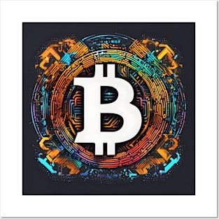 Bitcoin colorful Posters and Art